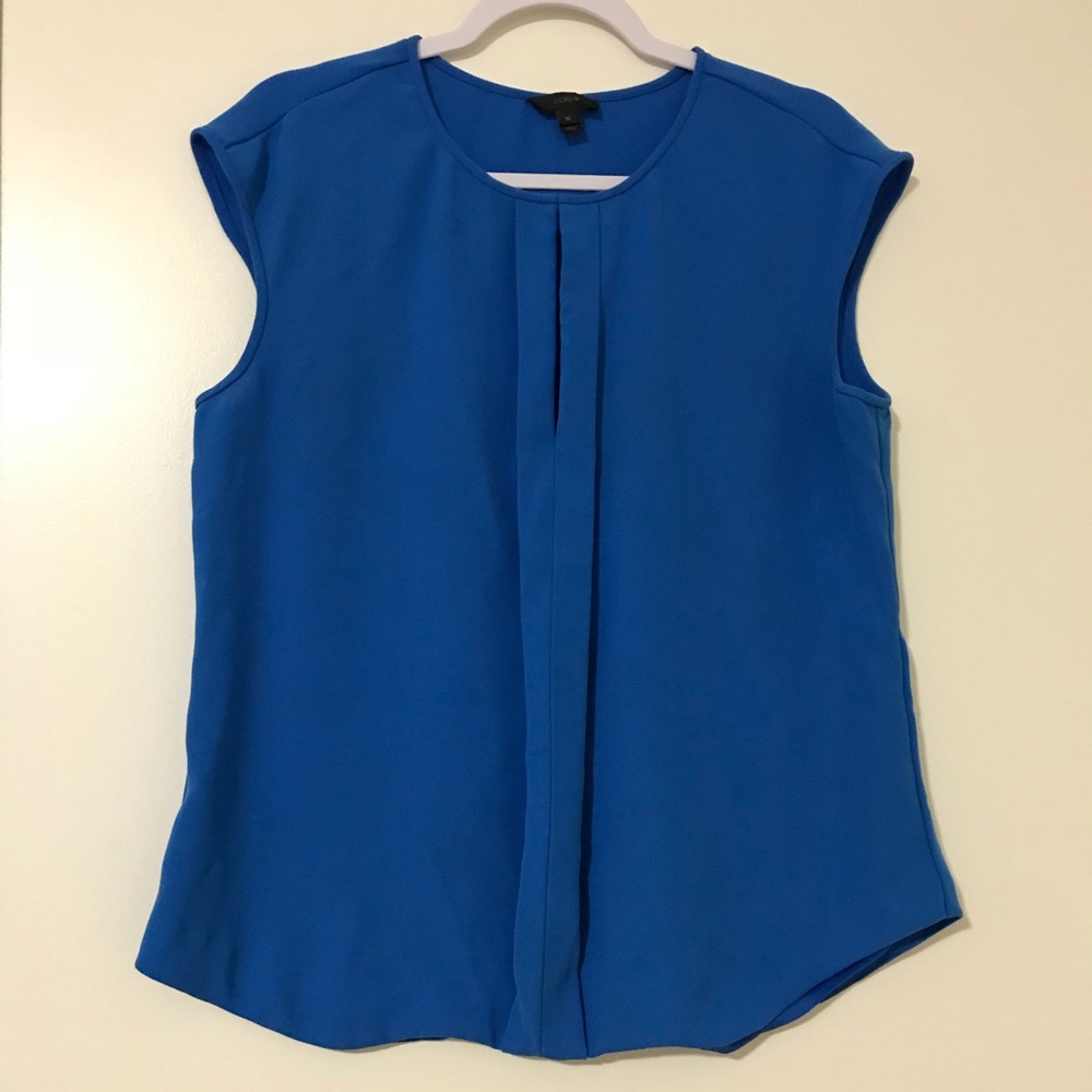 J. Crew Crepe Cap Sleeze Top Sz 12 Brilliant Blue